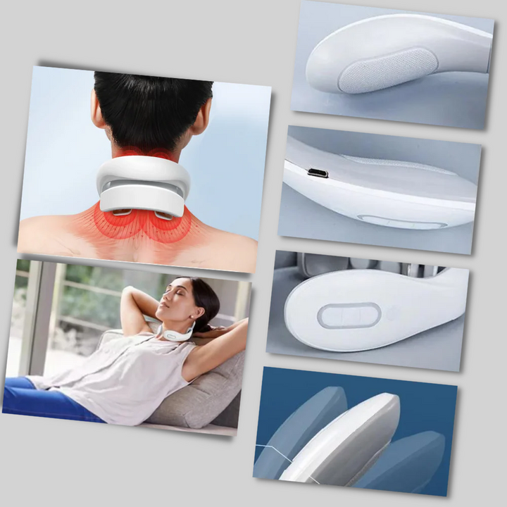 Powerful four-head electric massager for deep tissue neck, shoulder & back muscle tension relief.