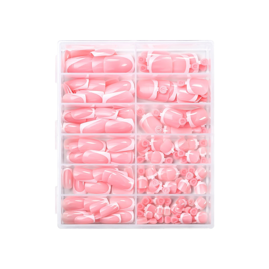 Women's French tip press-on artificial nail tips kit. Easy & elegant nail art for a beautiful, instant manicure.
