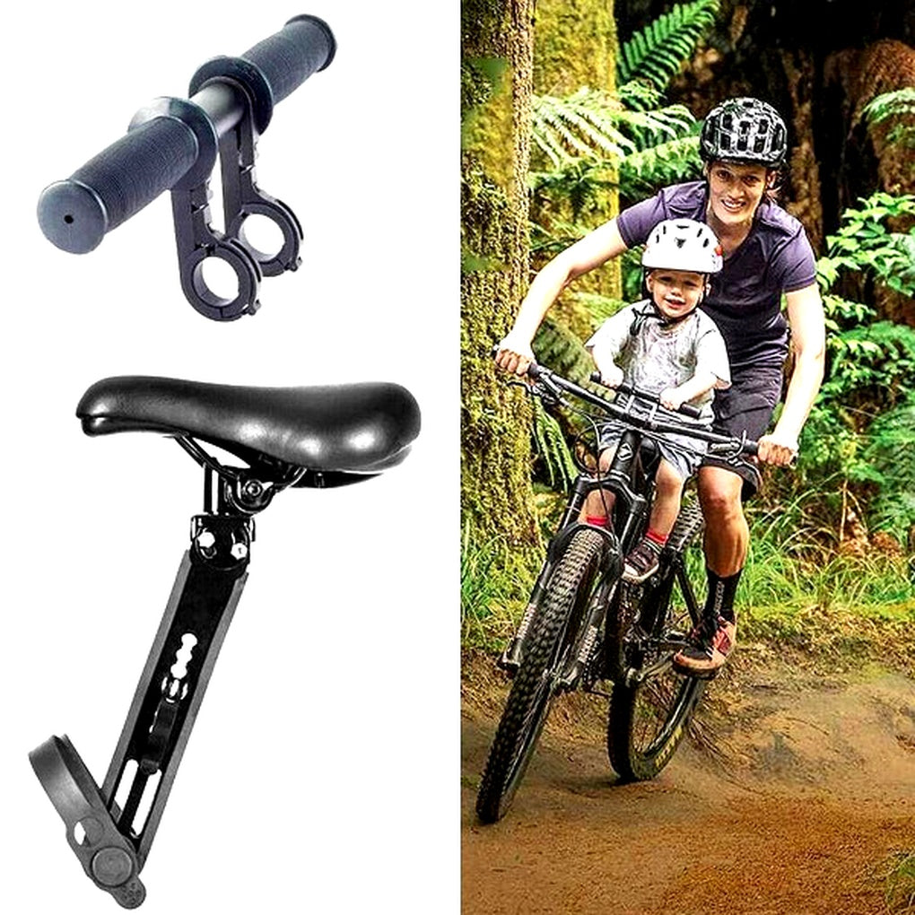 Durable child bike seat & handlebar combo for outdoor adventures. Adjustable front mount cycling gear for kids' safety.