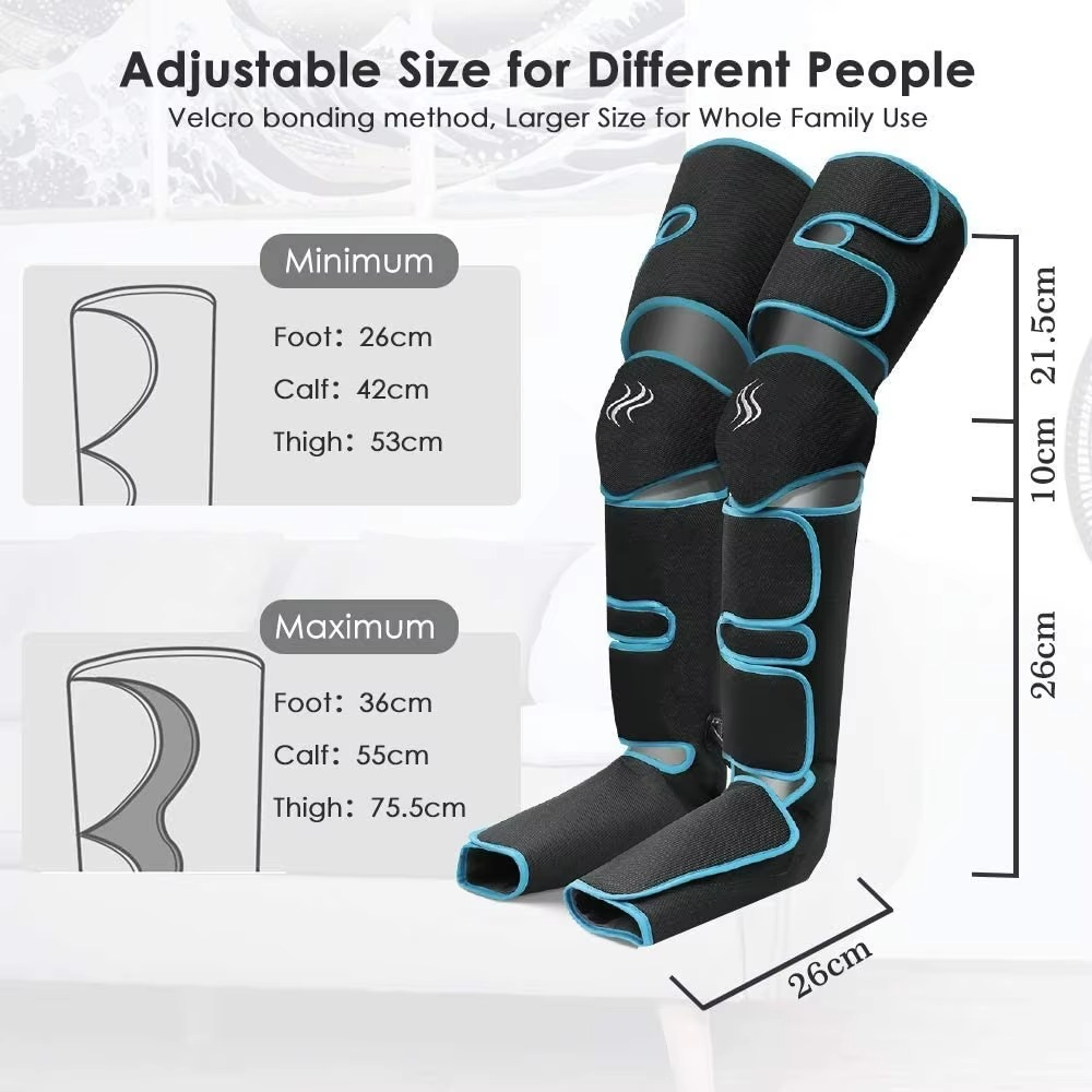Unisex Full Leg Compression Massager with Heat & 6 Modes for muscle recovery.