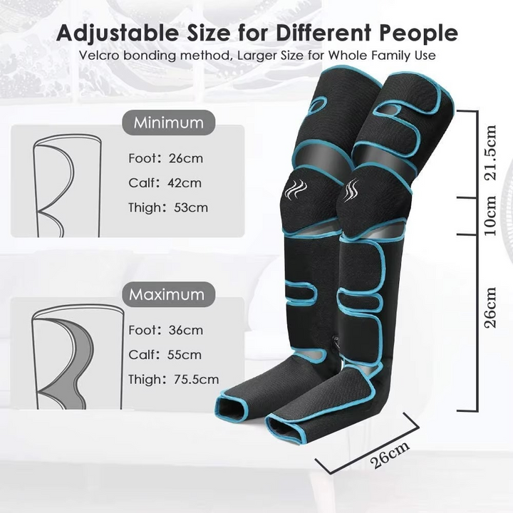 Unisex Full Leg Compression Massager with Heat & 6 Modes for muscle recovery.