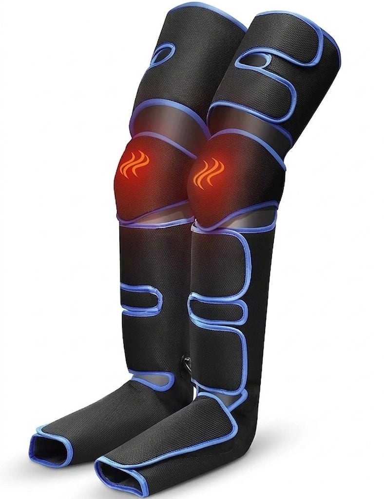 Circulation booster: Full leg air compression massager with knee heat for pain relief.