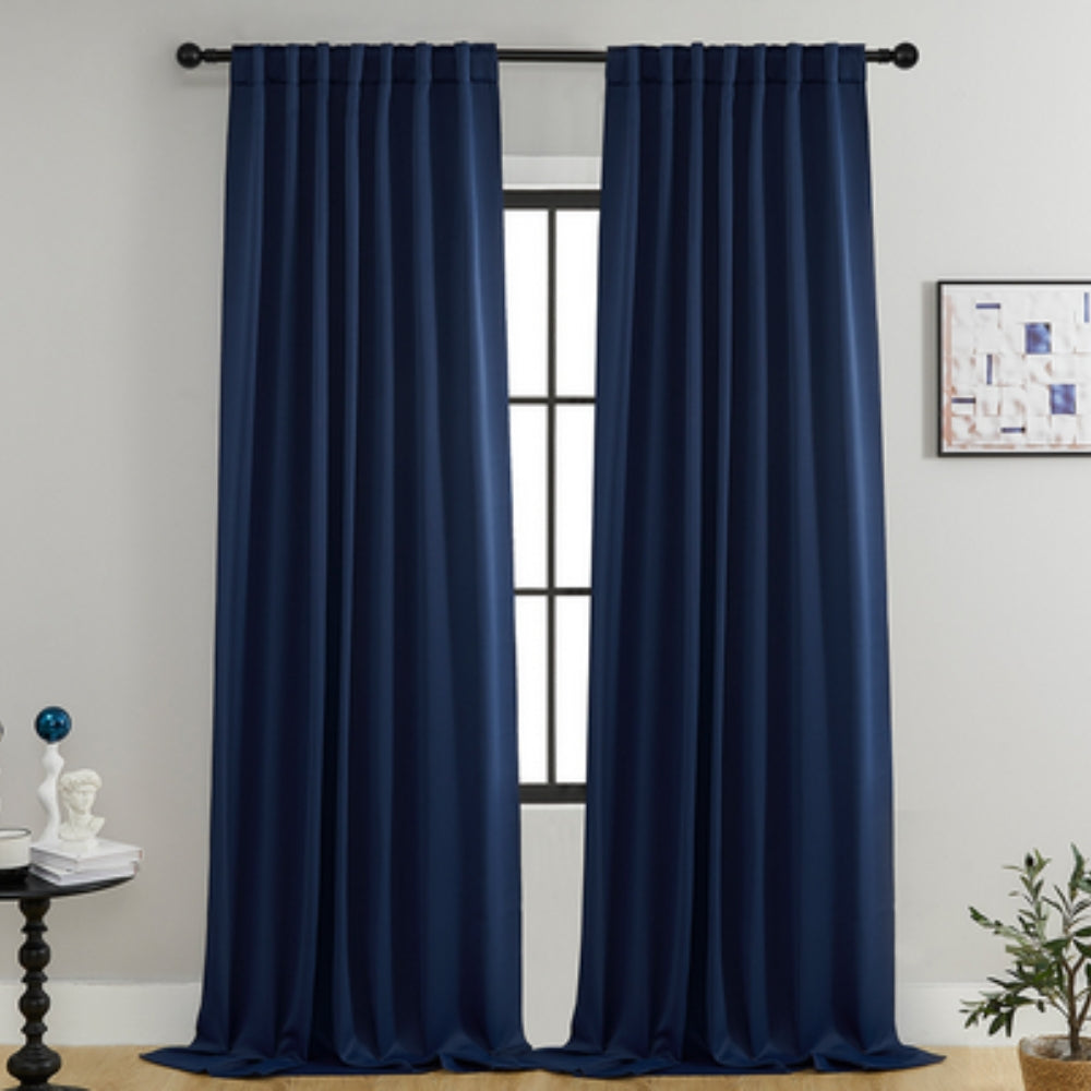 Soft microfibre black thermal blackout panels, designed to improve privacy and reduce heat loss in winter.