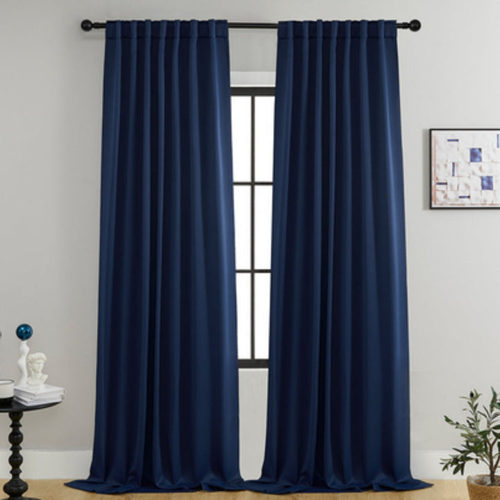 Soft microfibre black thermal blackout panels, designed to improve privacy and reduce heat loss in winter.