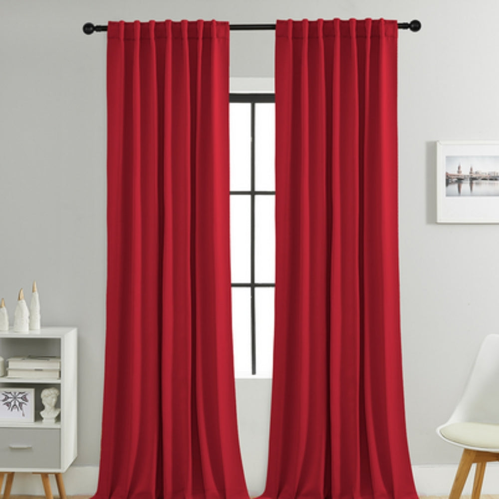 Modern black thermal blackout curtains for ultimate privacy, light control, and enhanced room comfort.