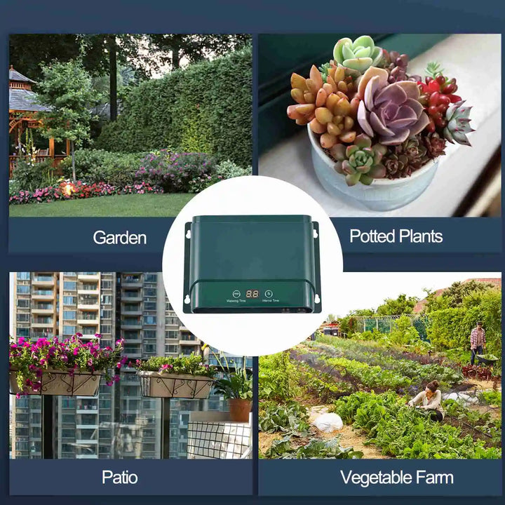 Complete solar drip irrigation system kit with tubing & emitters, ready for easy setup in your garden.