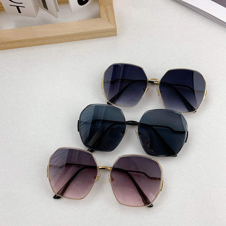 Unique geometric sunglasses in a modern design, providing stylish eye protection for men and women.