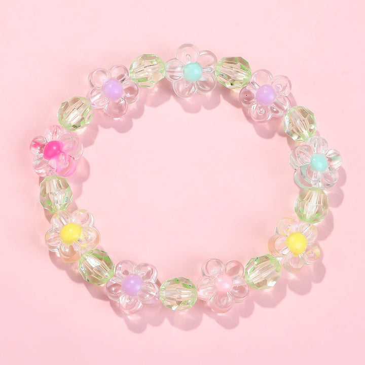 Bright flower motif friendship bracelet, an eye-catching piece of colorful jewelry for girls.