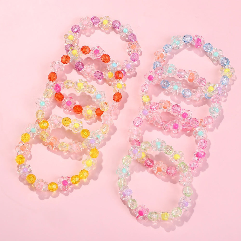 Gift for her: Pretty colorful floral friendship bracelet, a vibrant accessory for women.