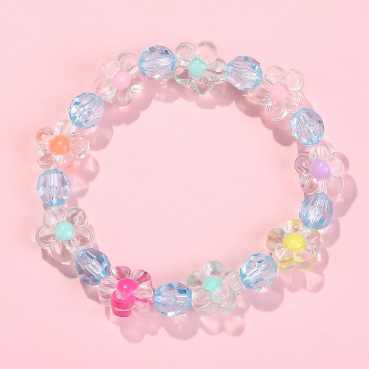 Vibrant floral bracelet featuring diverse colorful flower motifs, perfect for any occasion.