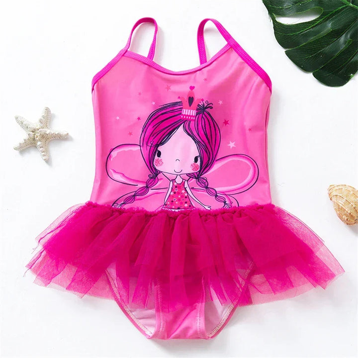 Childrens' enchanting mermaid unicorn swimwear, ages 4-8, for vibrant summer fun.