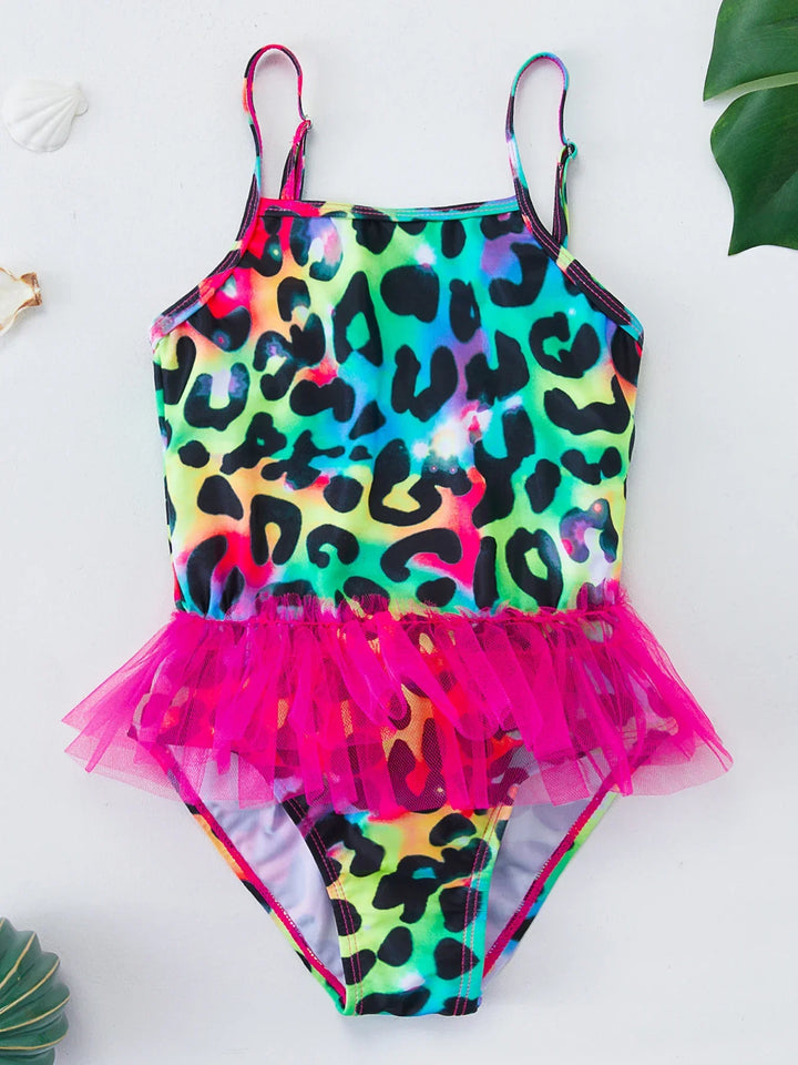 Kids' 4-8 mermaid unicorn swim outfit, perfect for sunny beach and pool fun.