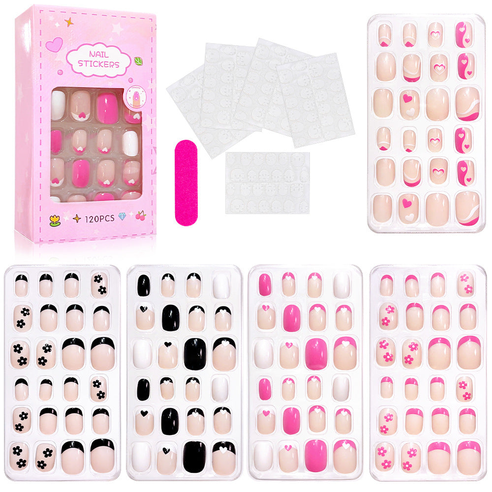 Vibrant cartoon nail stickers for girls, ensuring easy and quick application.