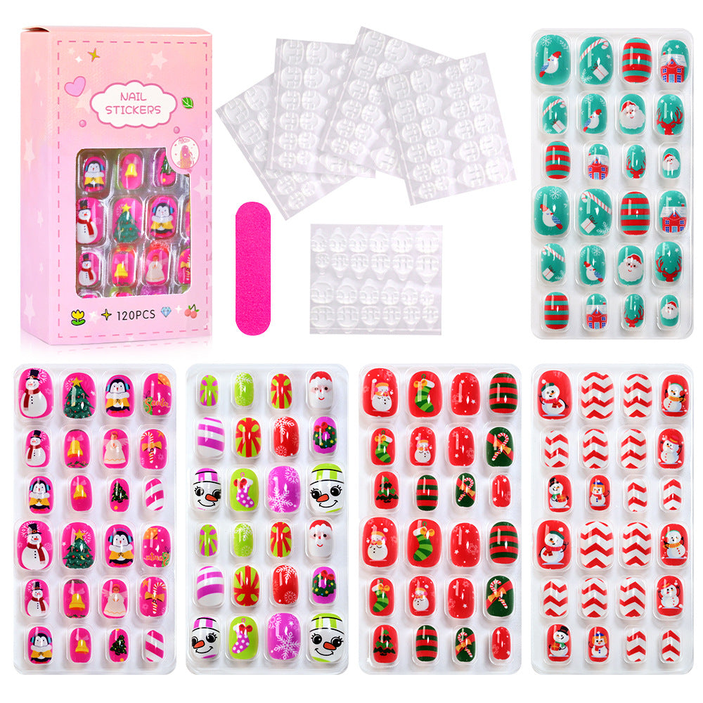 Easy-to-peel cartoon nail decals for girls, for charming and playful manicures.