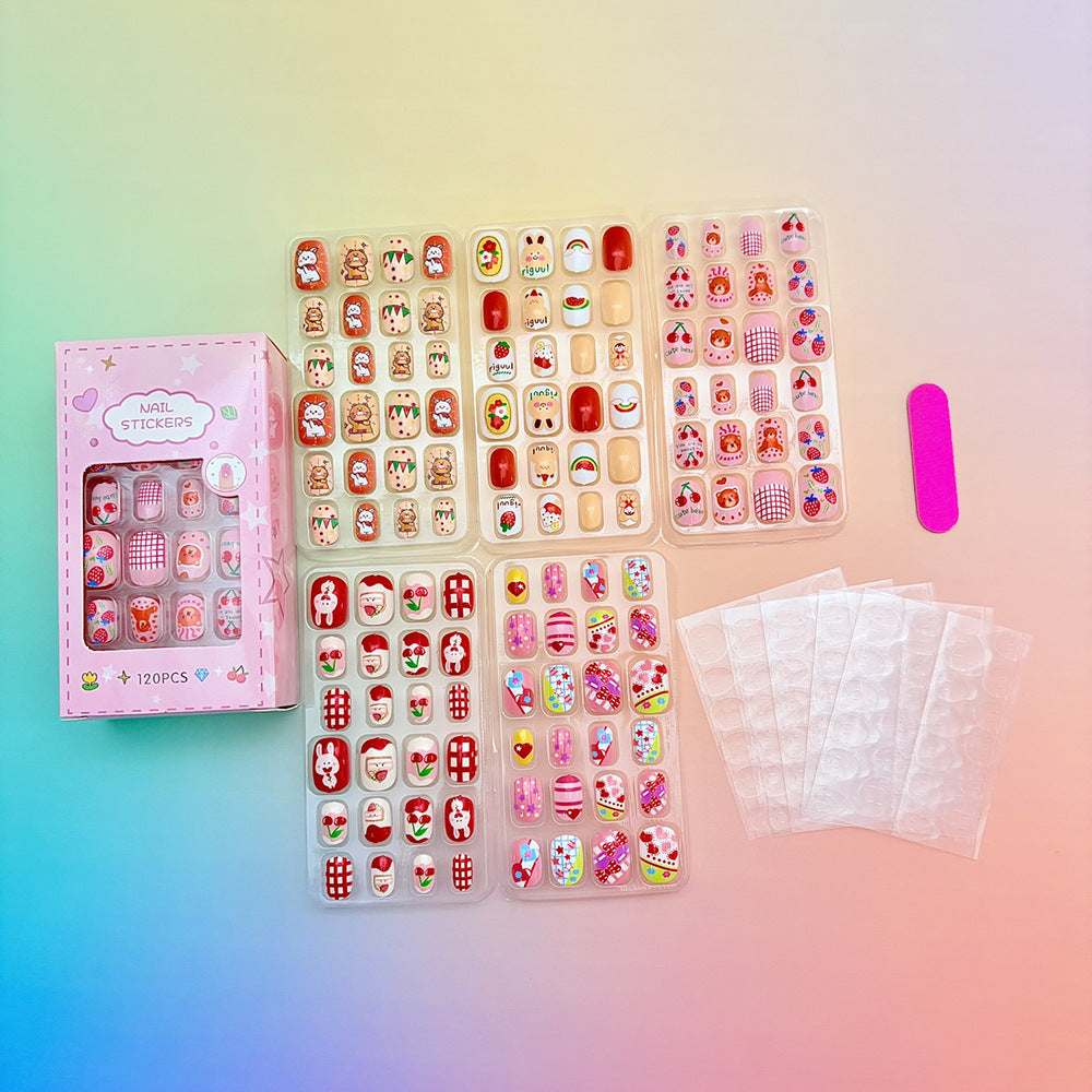 Transform nails easily with this playful cartoon nail art sticker set for girls.