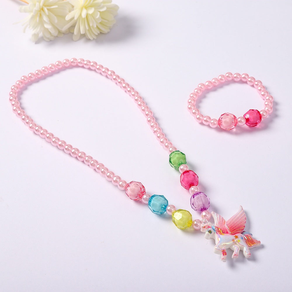 Complete unicorn jewelry gift set for girls, including an adjustable necklace and bracelet for comfortable wear.