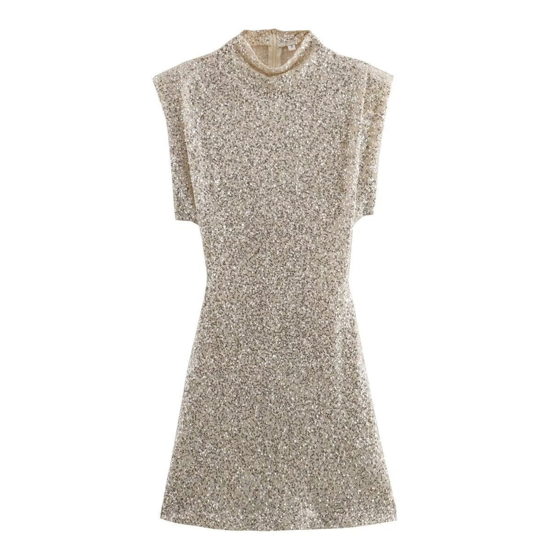 Elegant women's party dress, a dazzling sequin mini dress designed for glamorous evenings and special events.