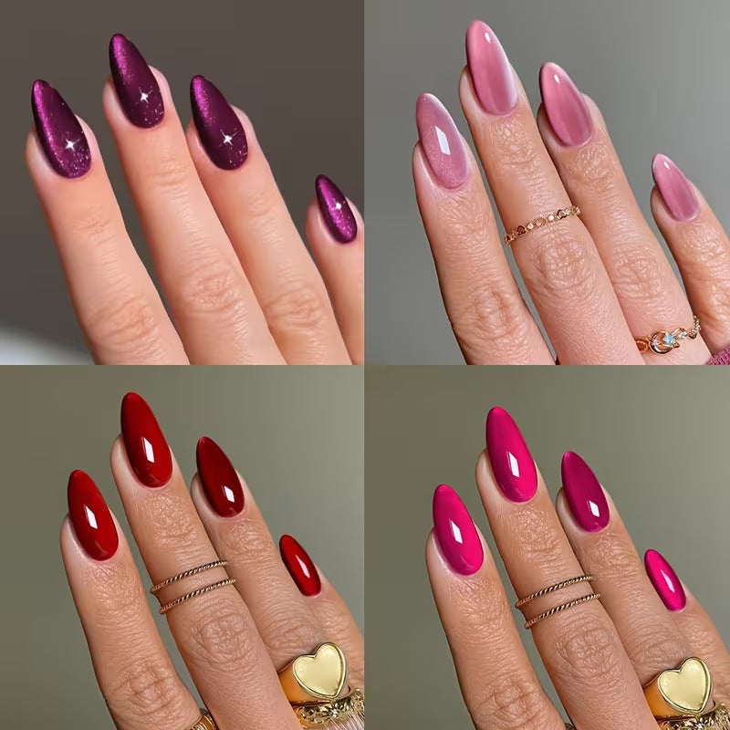 Glossy stiletto false nail tips for women, perfect for elegant DIY manicures and stylish nail art.