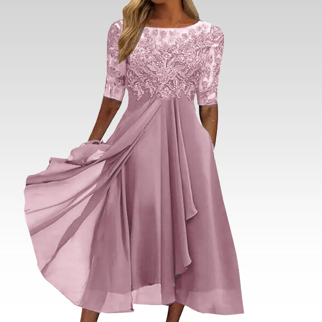 Chic blue women's evening dress, elegant and graceful. Ideal for formal events, parties, and special occasions.