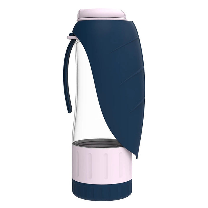 Yellow 2-in-1 leak-proof travel bottle for dogs, offering easy water and food access on the go for pets.
