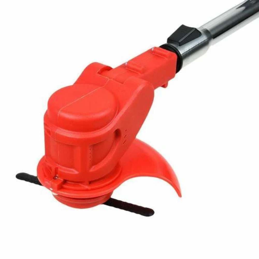 Adjustable green cordless grass trimmer for comfortable & precise lawn edging.
