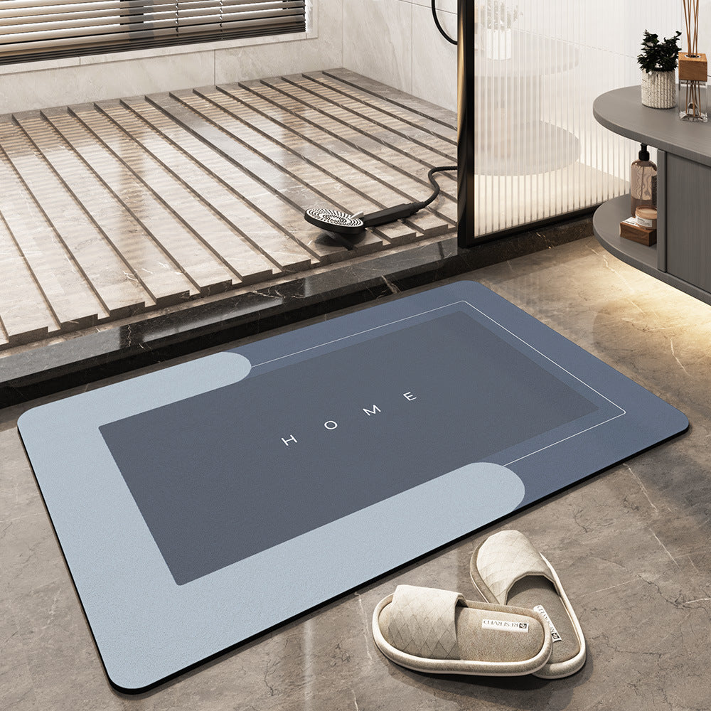 Absorbent green oval bath mat. Quick-dry, non-slip, and soft-touch for ultimate bathroom safety.