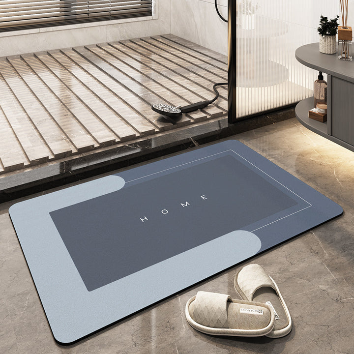Absorbent green oval bath mat. Quick-dry, non-slip, and soft-touch for ultimate bathroom safety.