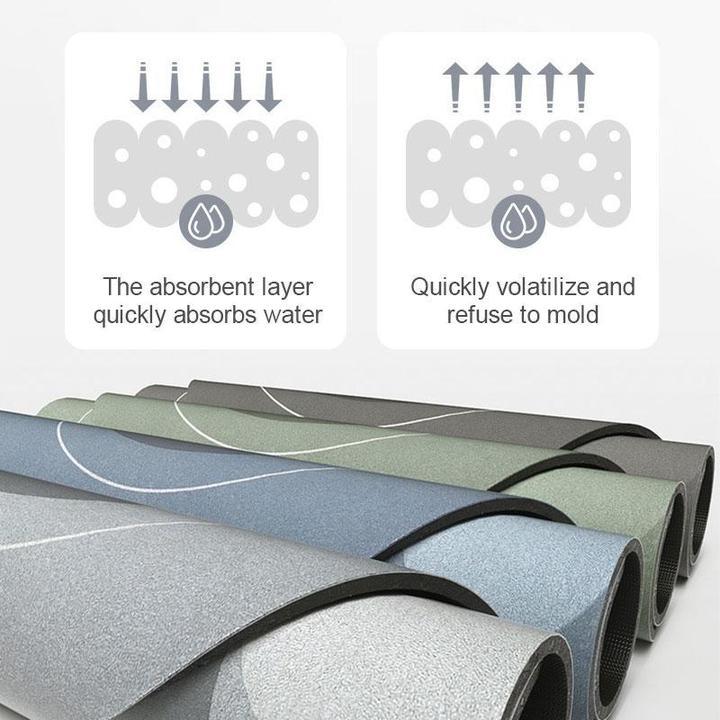 Quick-dry green rectangle bath mat, highly absorbent and soft, ideal for modern bathroom decor.