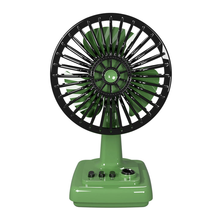 Small portable retro desk fan, compact personal cooling solution for any table or desk at home or office.