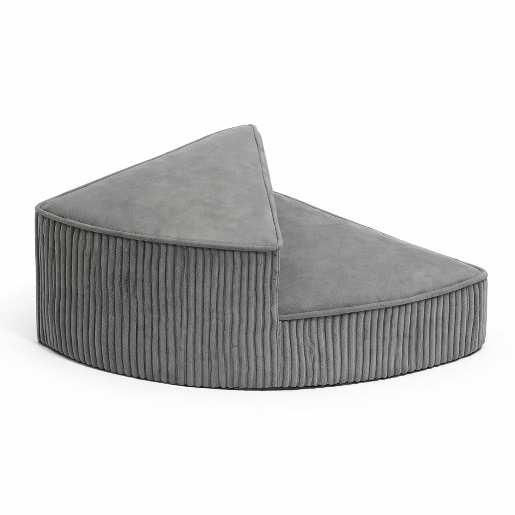 Grey pet stairs for small dogs with non-slip foam steps, aiding joint support.