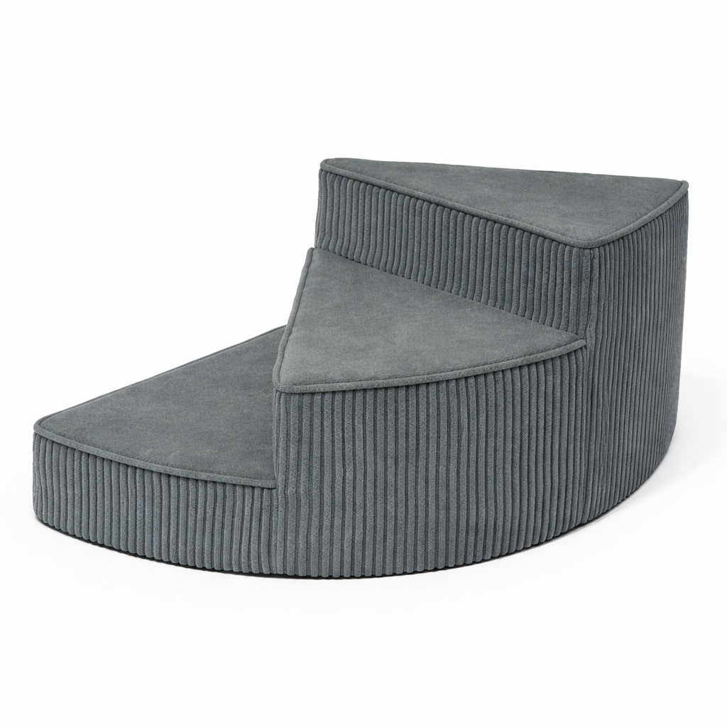 Brown pet ramp alternative, soft foam dog steps for small senior dogs, non-slip.