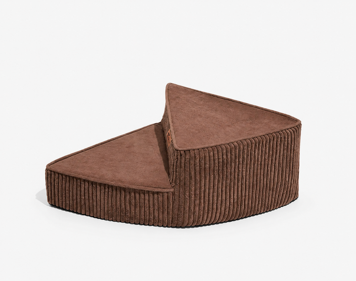 Brown pet stairs with washable cover, foam steps for small dogs, comfy & supportive.