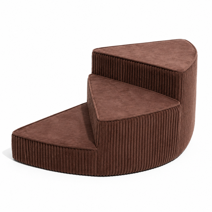 Beige small dog mobility steps, non-slip foam pet stairs, perfect for senior pets.