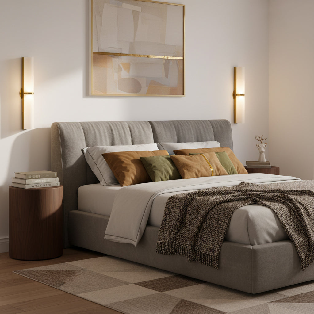 Vertical Greymi LED wall lamp. Modern lighting with elegant hand-blown glass for any room.