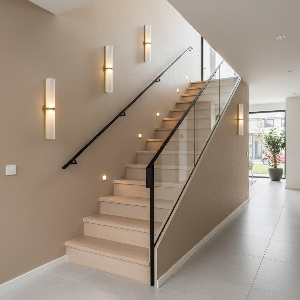 Greymi LED wall lamp. Modern lighting, hand-blown glass. Perfect for contemporary entryway light.