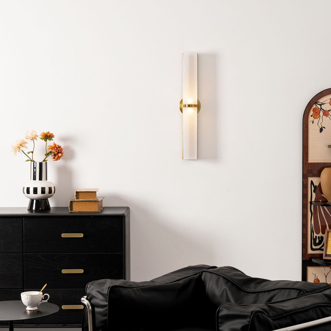 Greymi Contemporary LED wall light, hand-blown glass. Stunning decorative lighting for modern homes.