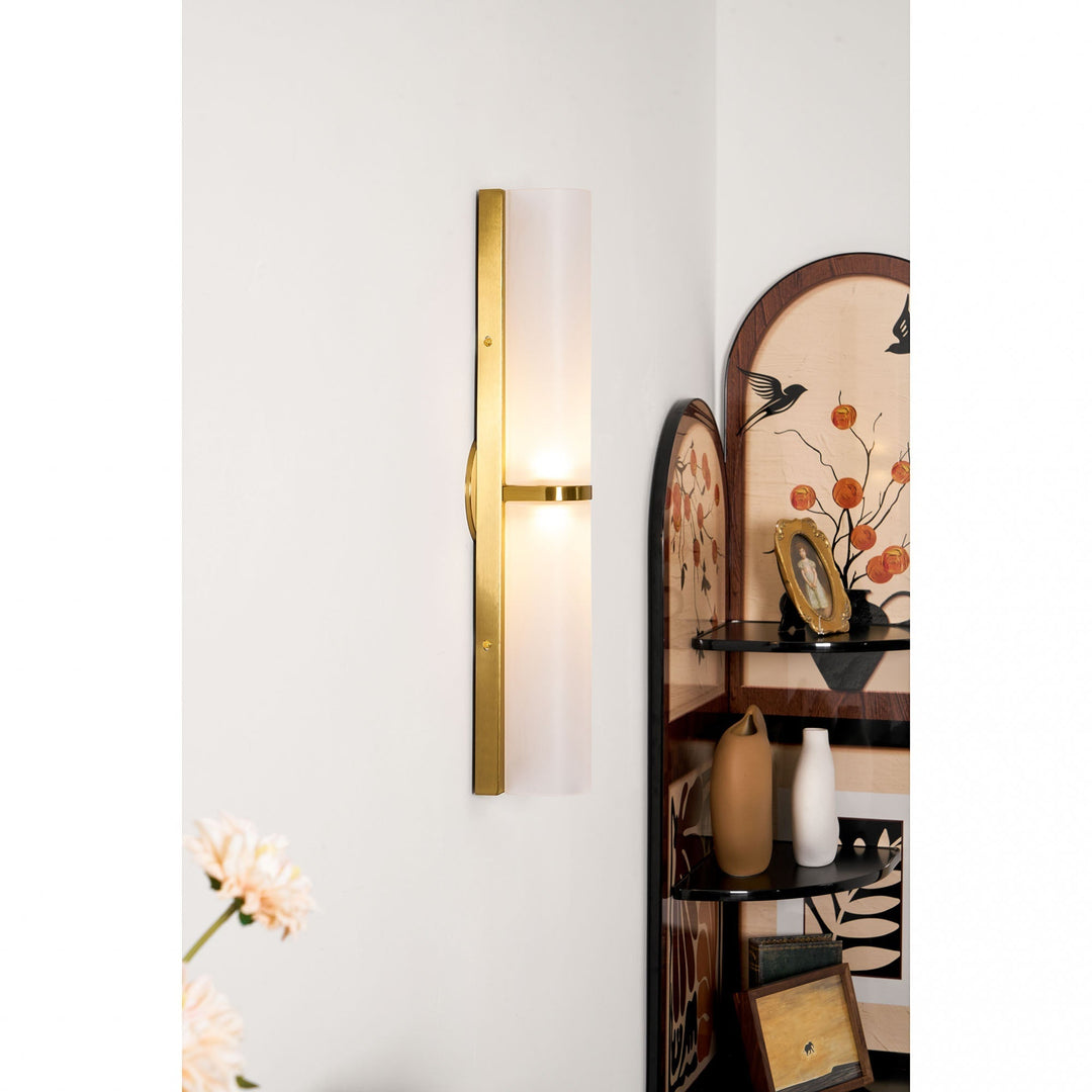 Stylish Greymi Hand-blown glass LED wall light. Dimmable, modern lighting for interior use.
