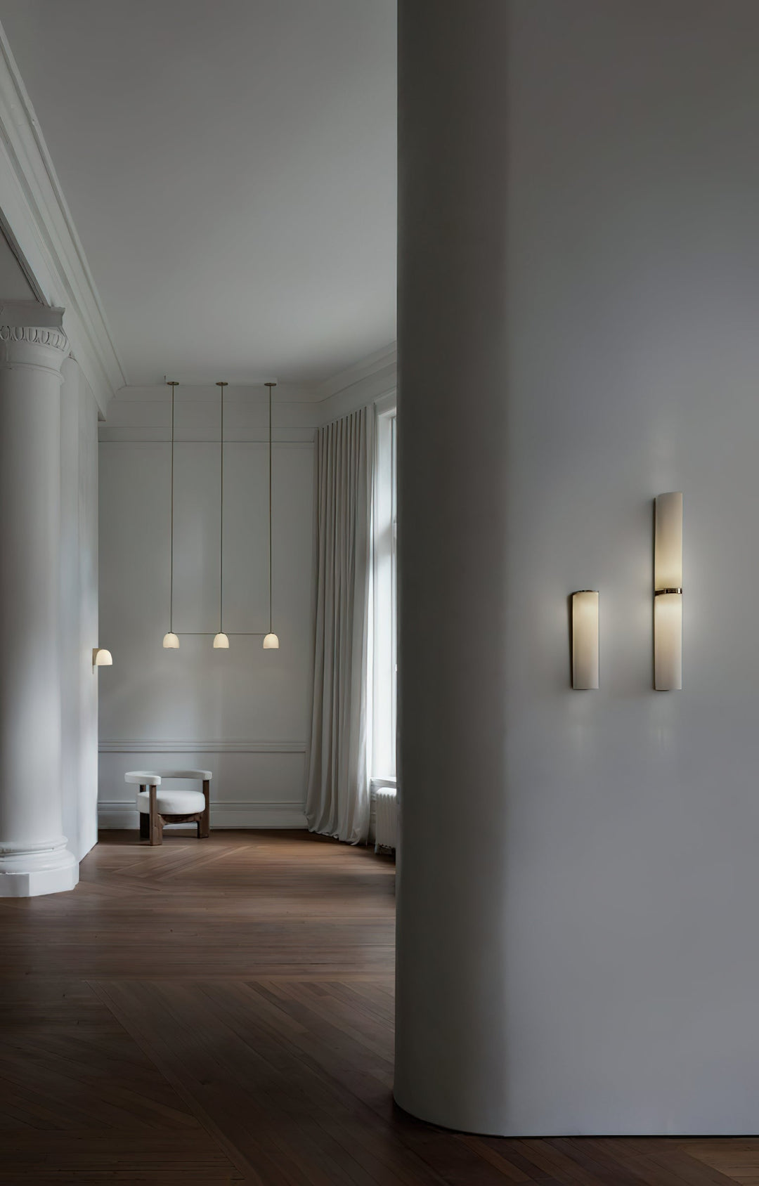 Greymi Modern LED Wall Lamp, hand-blown glass. Ideal contemporary lighting for bedrooms.