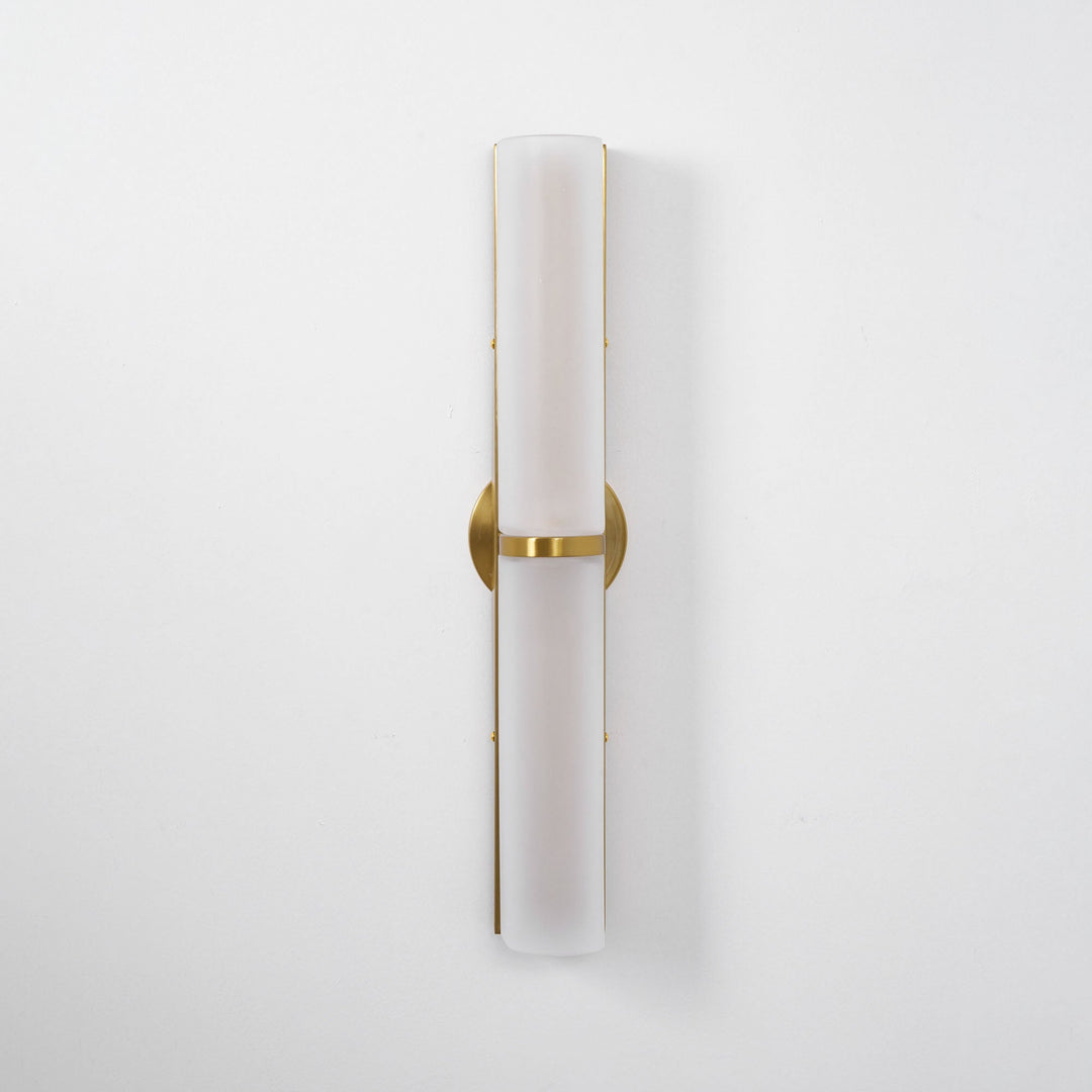 Greymi Modern LED wall light. Dimmable, hand-blown glass. Perfect for contemporary bathroom.