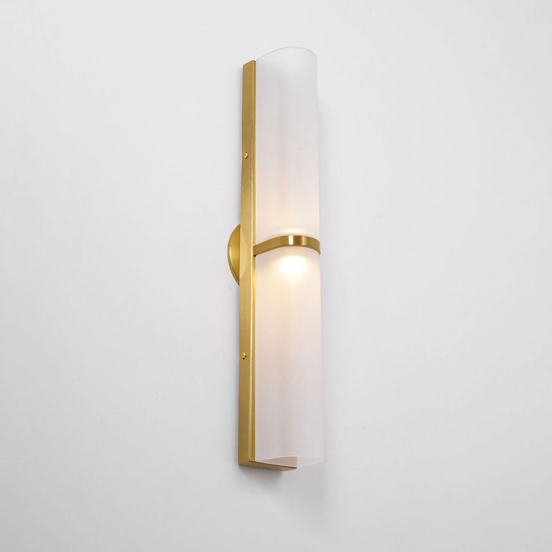 Contemporary Greymi LED wall light. Hand-blown glass, modern lighting. Ideal for any entryway.