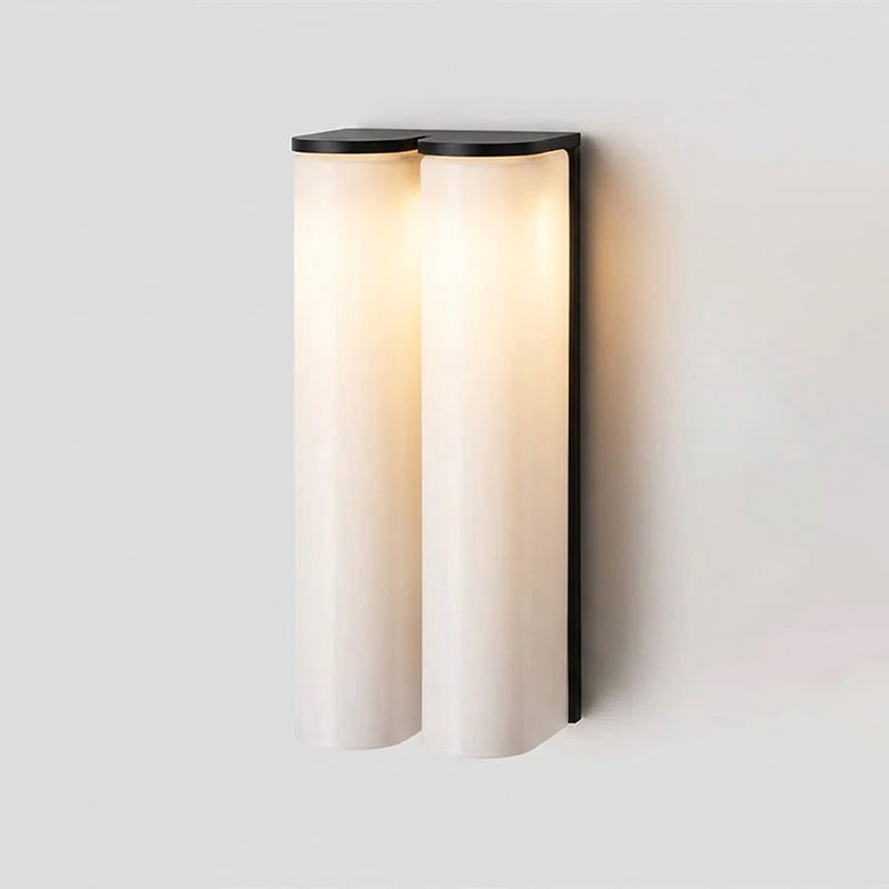 Greymi Vertical LED wall light. Hand-blown glass. Modern lighting for bedroom or living area.