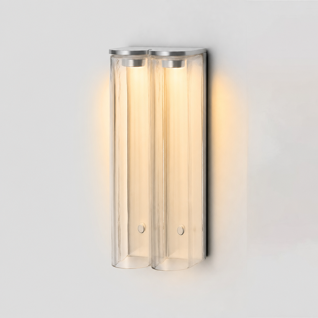 Vertical Greymi LED wall lamp. Modern lighting, hand-blown glass. Beautiful accent lighting.