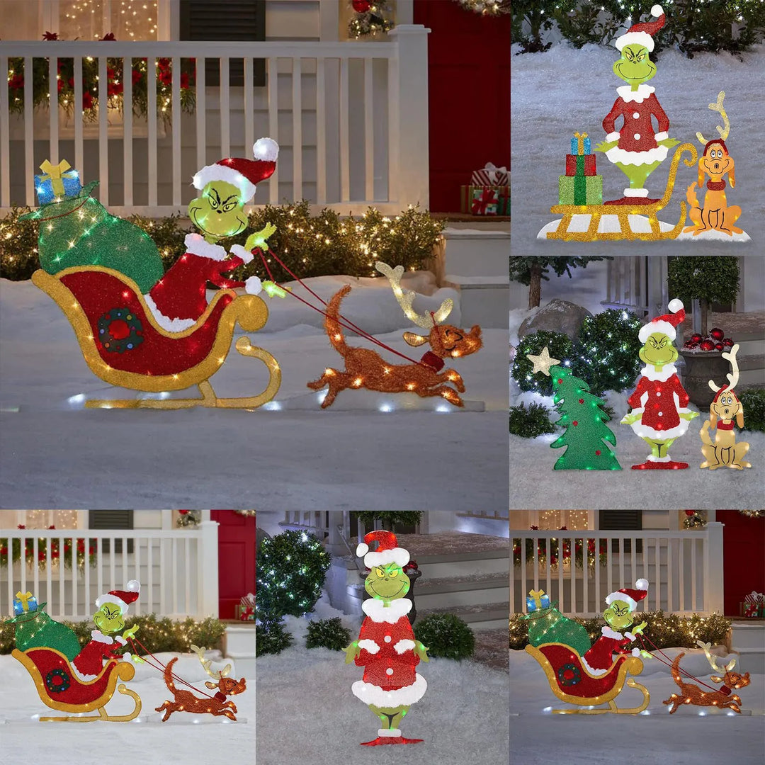Grinch LED outdoor Christmas decoration, bringing festive cheer to your garden.
