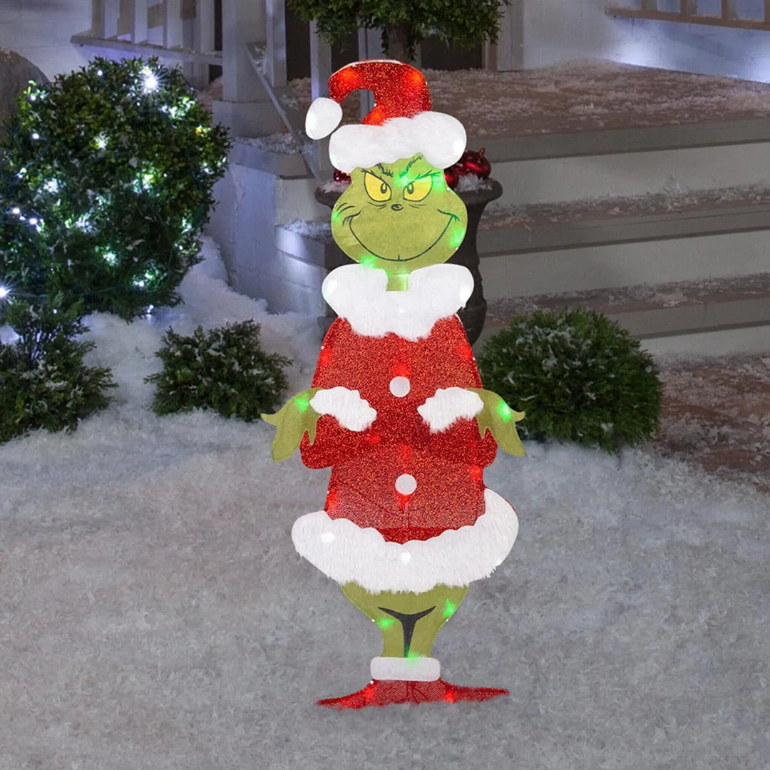 Whimsical Grinch LED outdoor Christmas decoration, great for festive home decor.