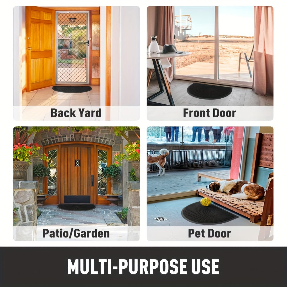 Eco-friendly half-round rubber door mat, providing non-slip dirt trapping for any home.