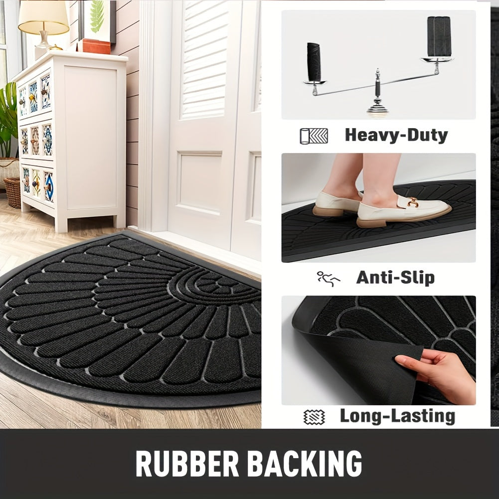 Eco-friendly half-round rubber mat, a non-slip dirt trap for indoor & outdoor entry.