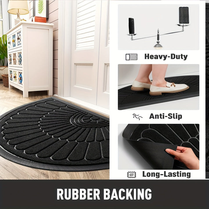 Eco-friendly half-round rubber mat, a non-slip dirt trap for indoor & outdoor entry.