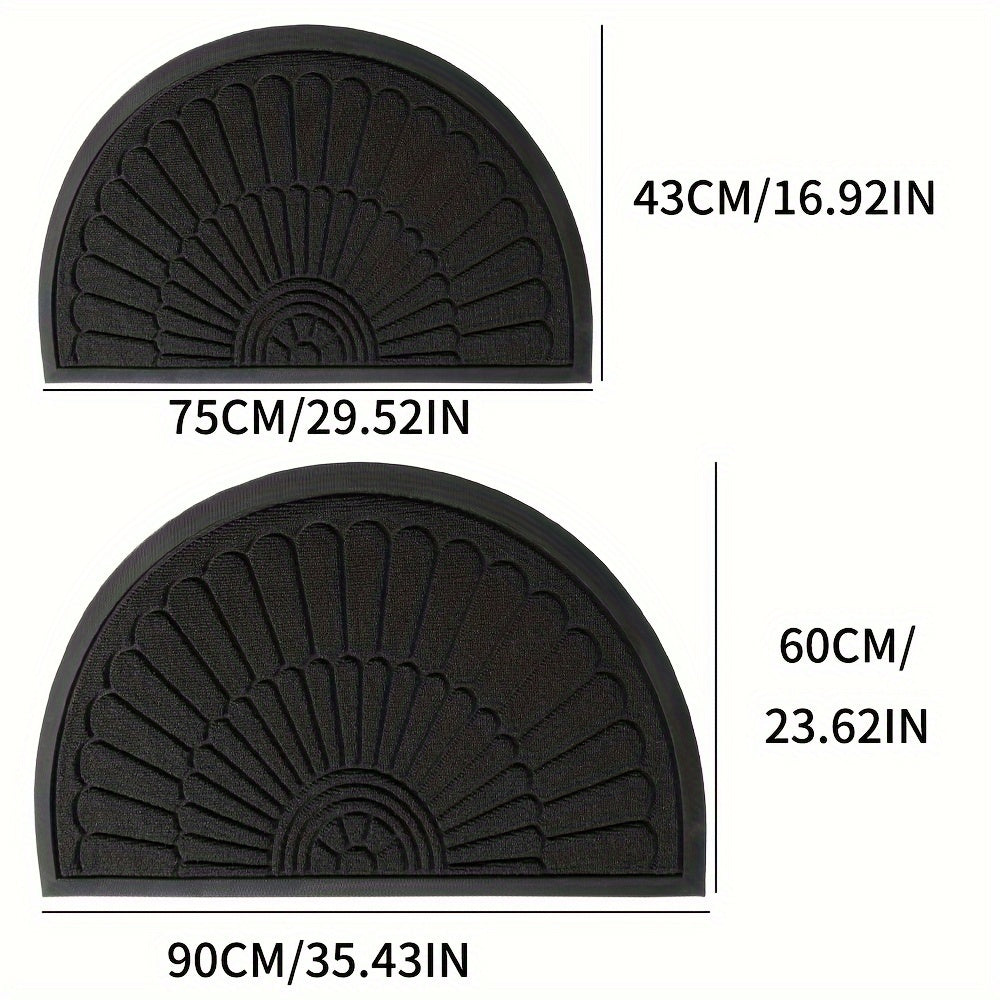 Durable sustainable rubber half-round door mat, perfect for scraping mud from shoes.