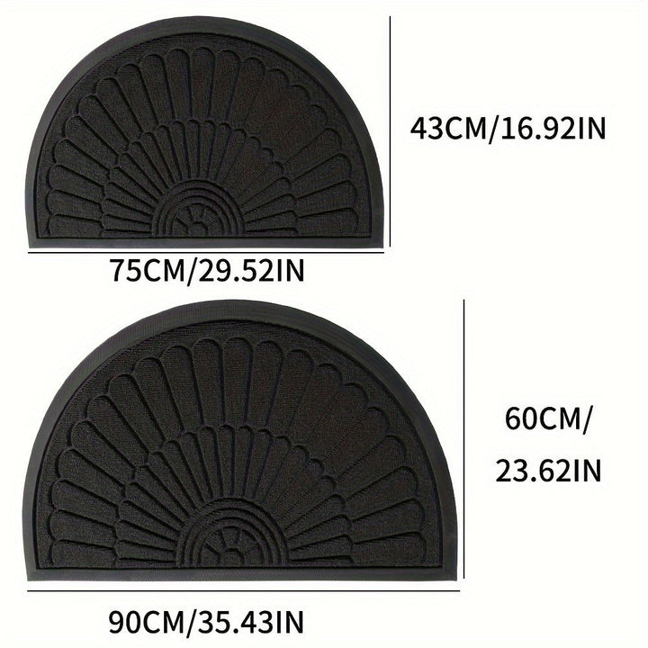 Durable sustainable rubber half-round door mat, perfect for scraping mud from shoes.
