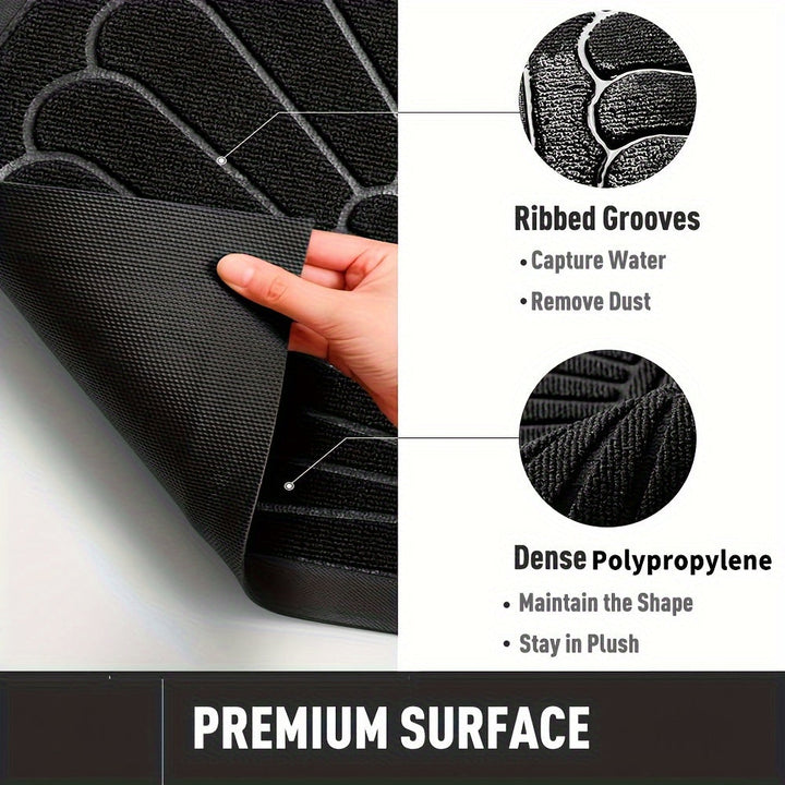 Non-slip half-round sustainable rubber door mat, ideal for indoor & outdoor entryways.
